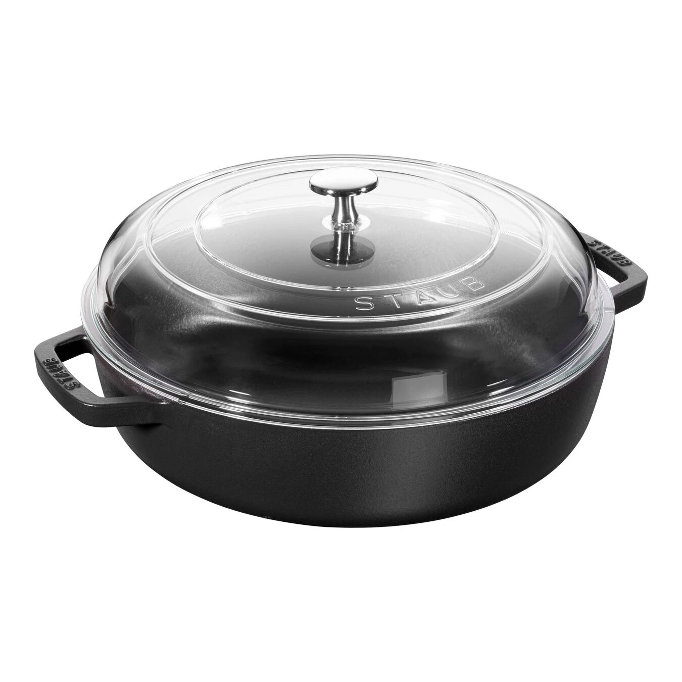 Staub Tegame Con Coperchio In Vetro Rotondo - 24 Cm, Nero 1 Staub Tegame Con Coperchio In Vetro Rotondo - 24 Cm, Nero