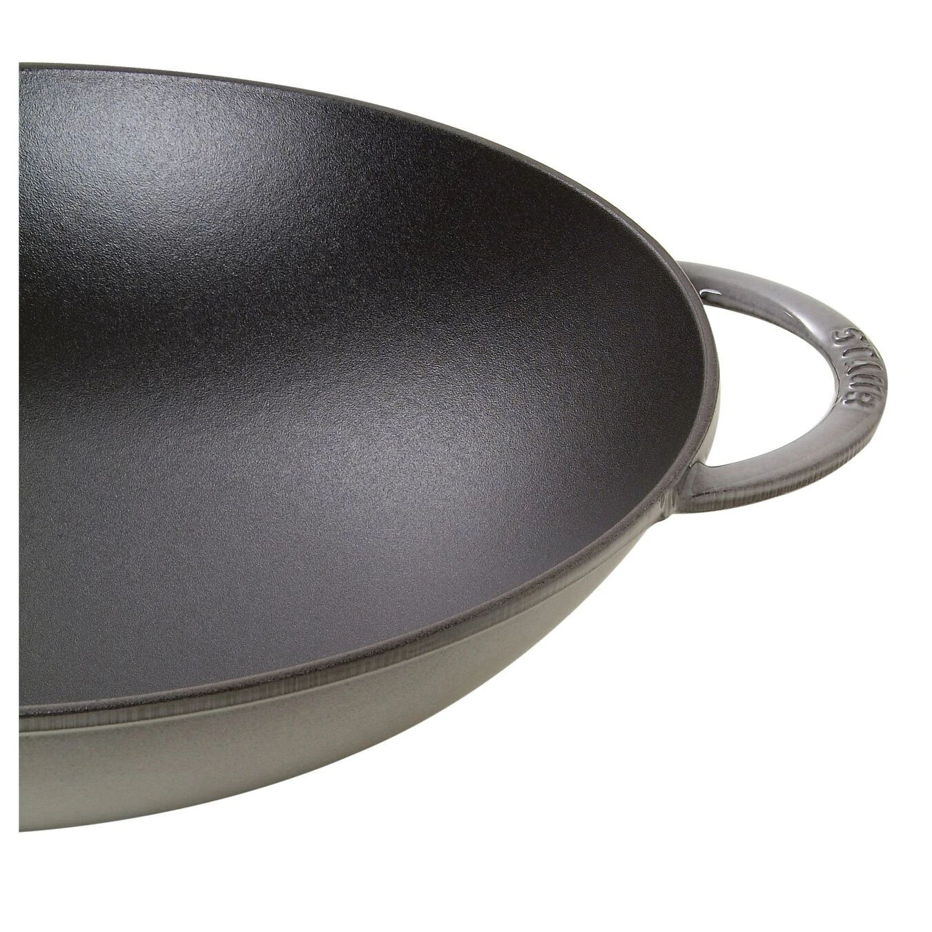 Staub Wok Con Coperchio In Vetro Rotondo - 37 Cm, Grigio Grafite 2 Staub Wok Con Coperchio In Vetro Rotondo - 37 Cm, Grigio Grafite - immagine 2