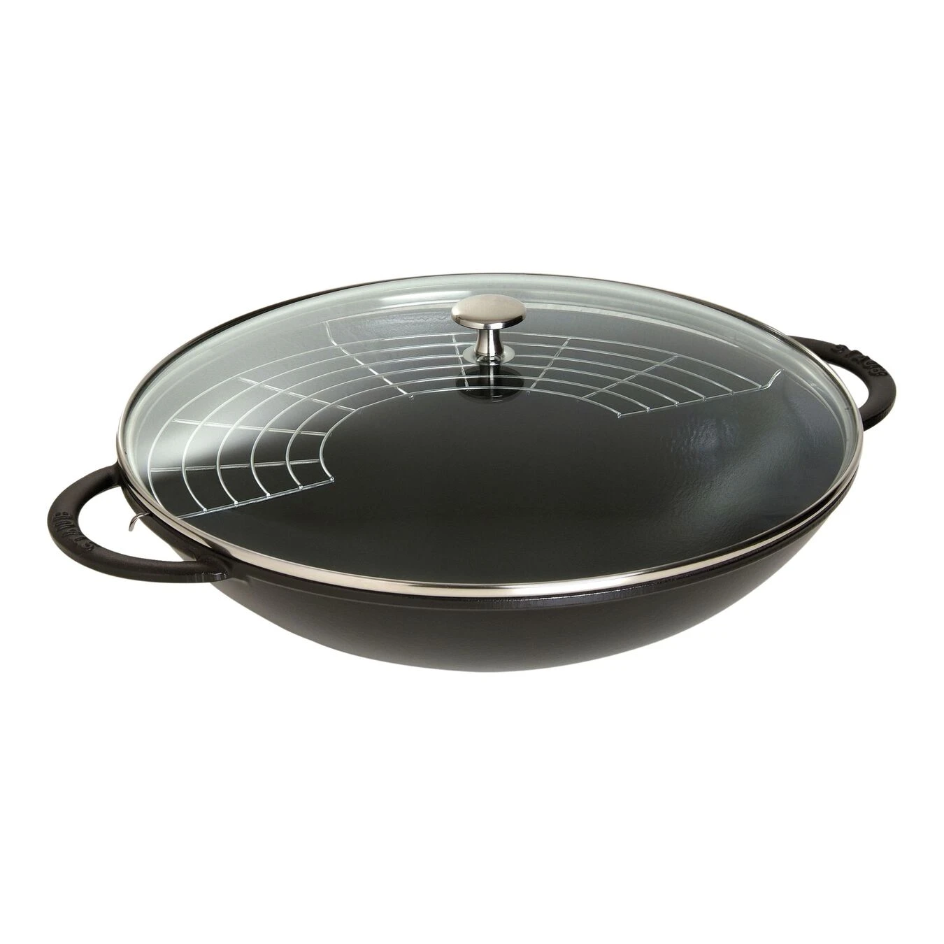 Staub Wok Con Coperchio In Vetro Rotondo - 37 Cm, Nero 1 Staub Wok Con Coperchio In Vetro Rotondo - 37 Cm, Nero