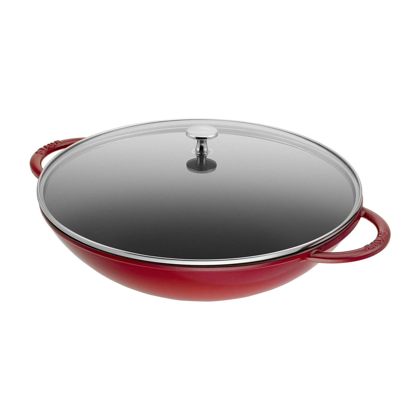 Staub Wok Con Coperchio In Vetro Rotondo - 37 Cm, Ciliegia 2 Staub Wok Con Coperchio In Vetro Rotondo - 37 Cm, Ciliegia - immagine 2