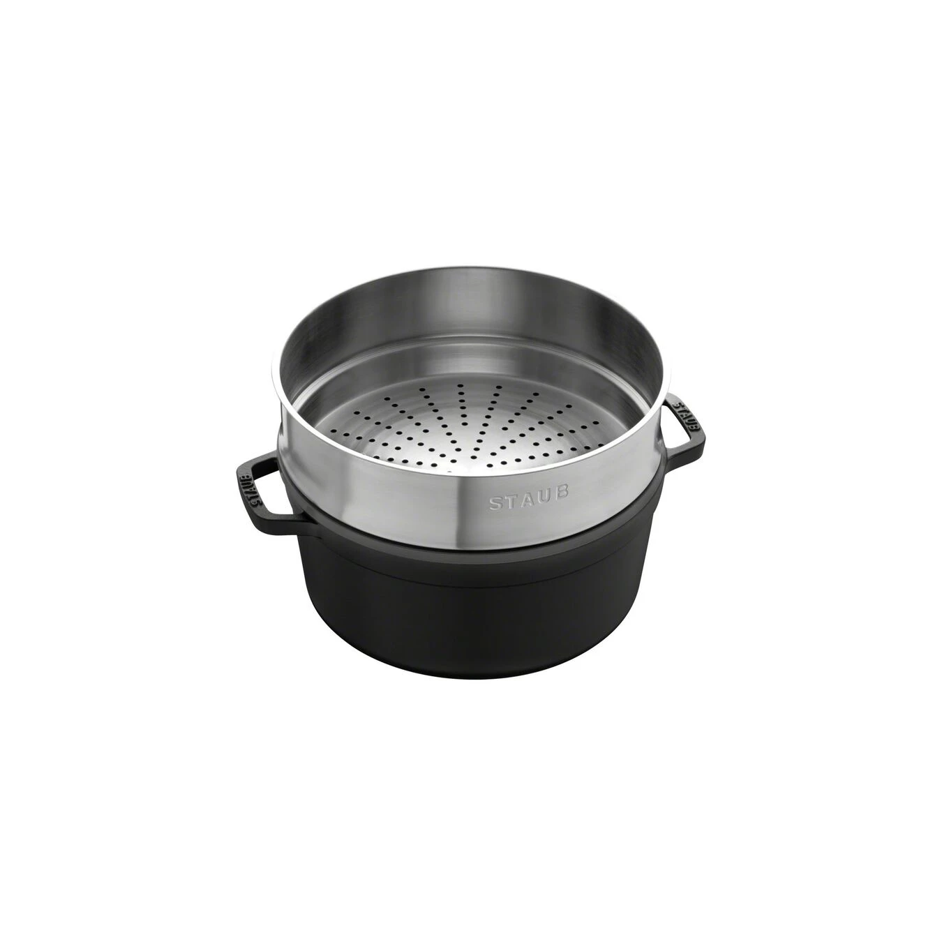 Staub Cocotte Con Cestello A Vapore Rotonda - 26 Cm, Nero 2 Staub Cocotte Con Cestello A Vapore Rotonda - 26 Cm, Nero - immagine 2