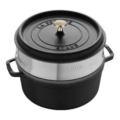 Staub Cocotte Con Cestello A Vapore Rotonda - 26 Cm, Nero