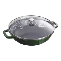 Staub Wok Con Coperchio In Vetro Rotondo - 30 Cm, Basilico