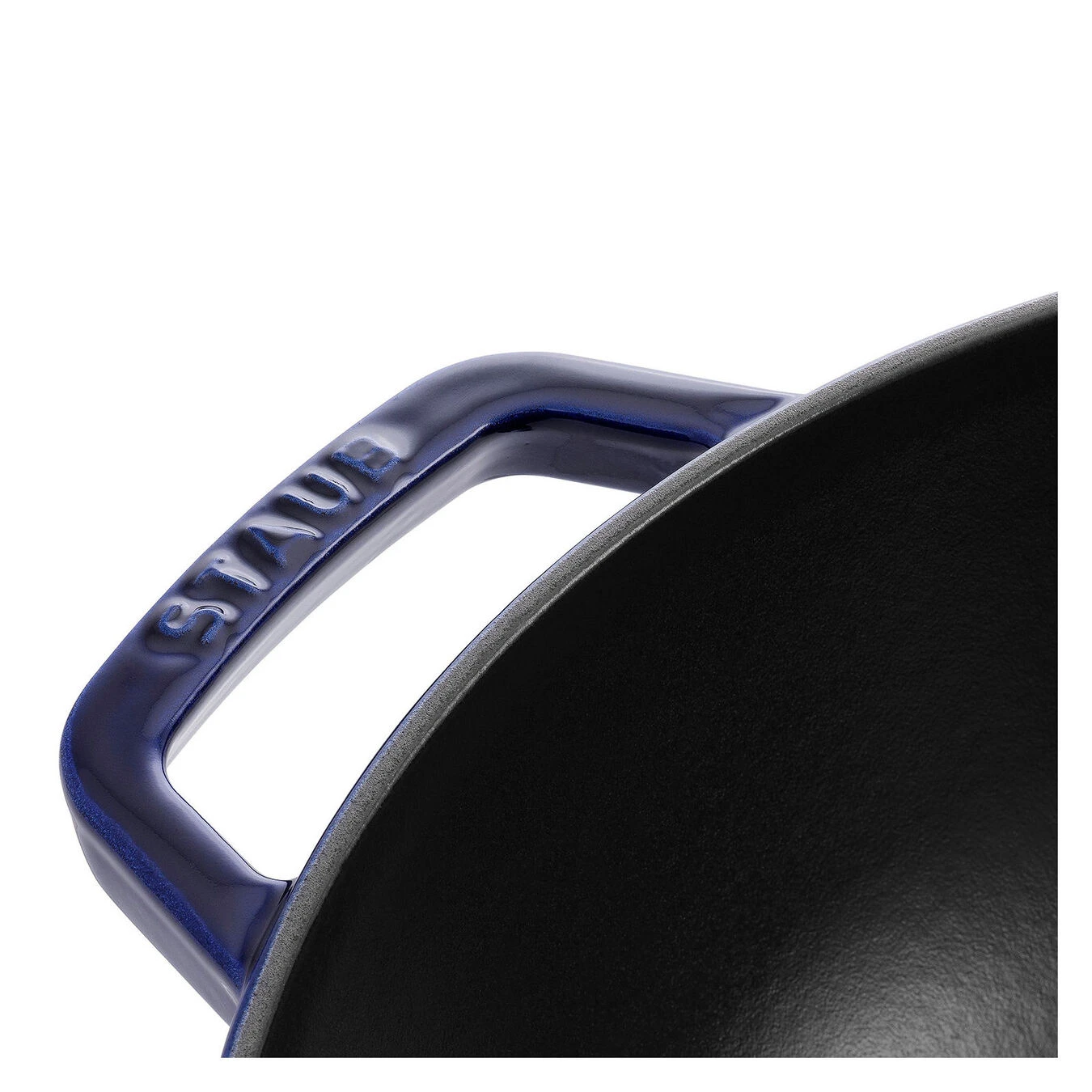 Staub Wok Con Coperchio In Vetro Rotondo - 30 Cm, Blu Scuro 2 Staub Wok Con Coperchio In Vetro Rotondo - 30 Cm, Blu Scuro - immagine 2