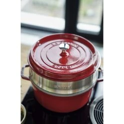 Staub Cocotte Con Cestello A Vapore Rotonda - 26 Cm, Ciliegia -Staub Shop 424418877